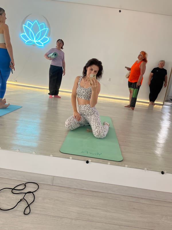Yoga studio session underway in Aksu, Kazakhstan