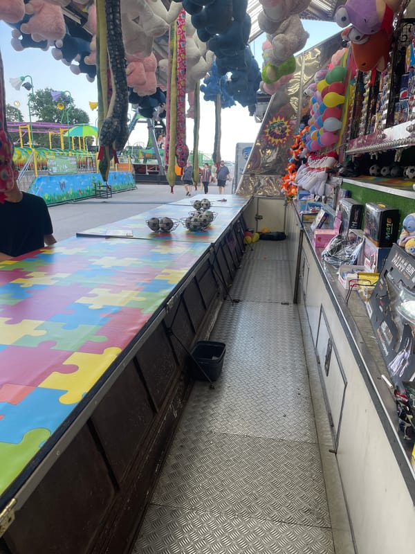 Carnival shooting booth at a Varna fairground