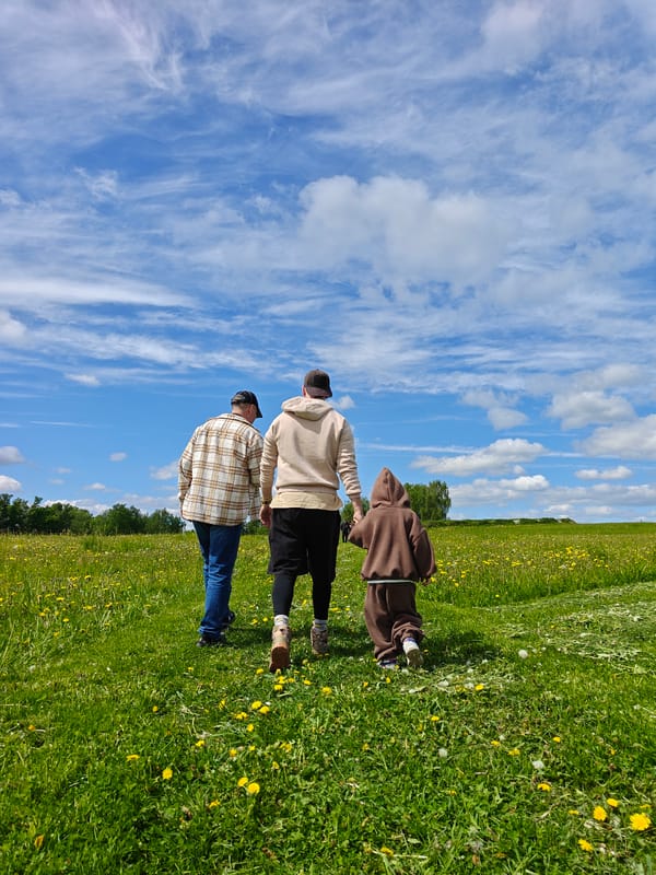 Spring day memories: field walks, motorcycle gathering, dandelion moments