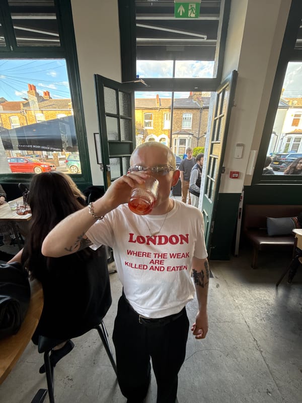 Daytime scene captured inside London pub with street views