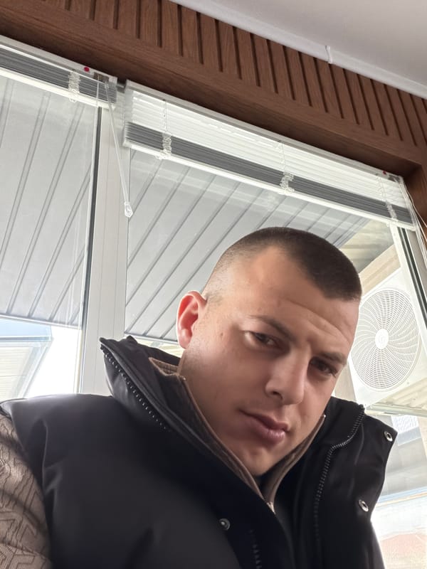 Man photographed indoors in close-up shot in Malevo, Bulgaria