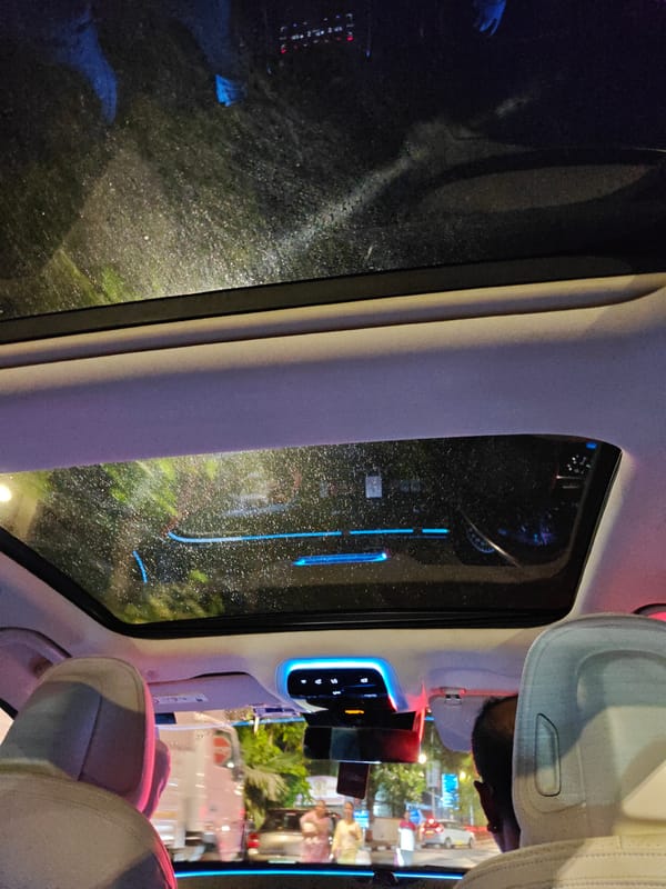 Evening gathering and travel captured during Mumbai rain