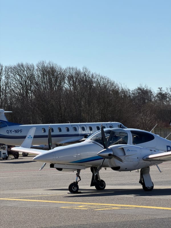 KLM Flight Academy training aircraft parked at Aalborg facility