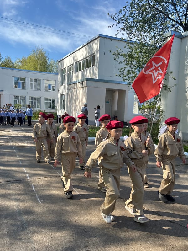 Children's uniformed parade ceremony held in Chaikovsky, Russia