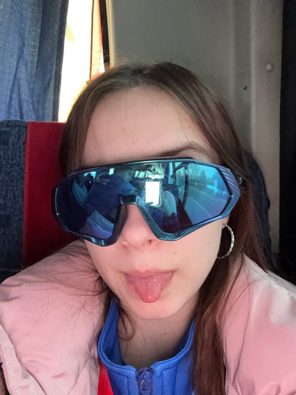Passenger rests on bus in Chelva, Russia