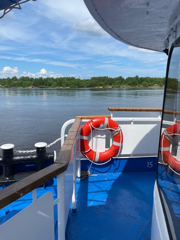 River cruise passengers document scenic journey near Perm, Russia