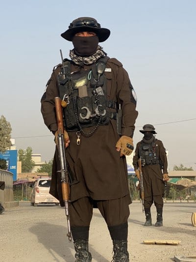 Armed security forces patrol Kandahar streets in Afghanistan