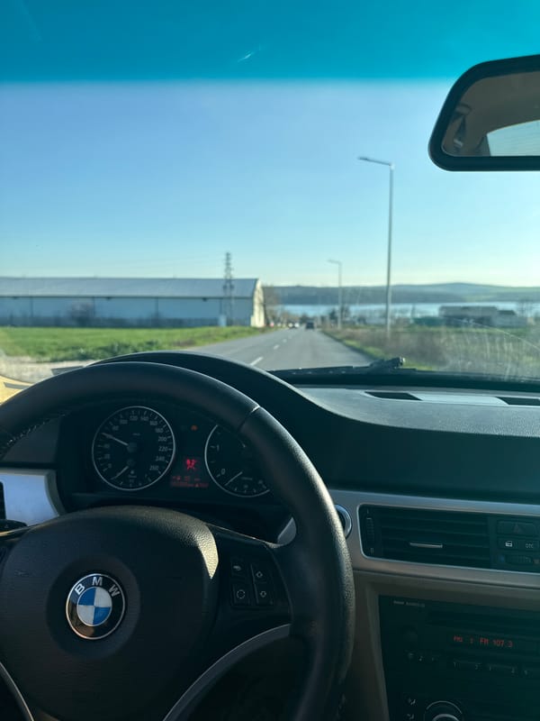 Driver's view captured from BMW interior in Topoli, Bulgaria