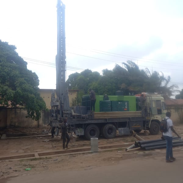 Borewell drilling operation documented in Dadi Riba, Nigeria