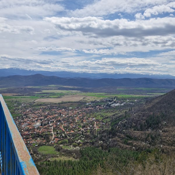 Spring landscape captured in Bulgarian mountain valley town