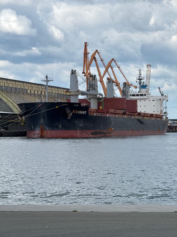 Tourist takes selfies at Burgas port while locals fish
