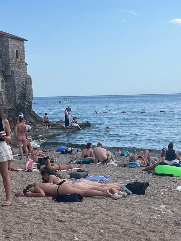 Summer afternoon across Budva's beach and Old Town