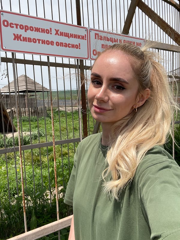 Family visits animal park in Timofeevka, Russia