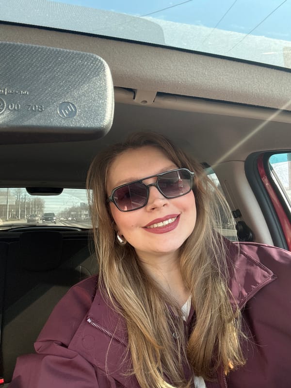 Woman drives through Izhevsk city streets