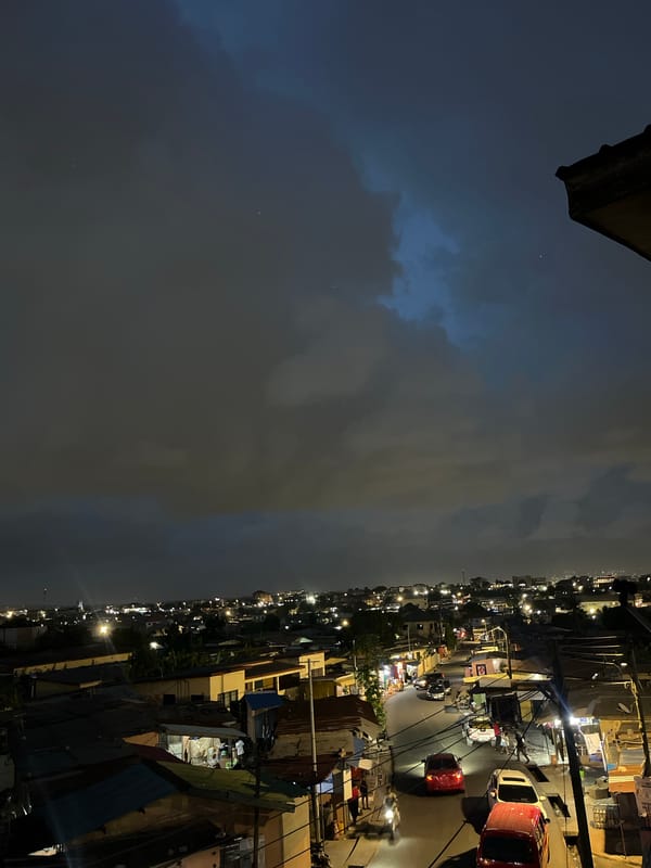 Nighttime urban view documented in Accra, Ghana