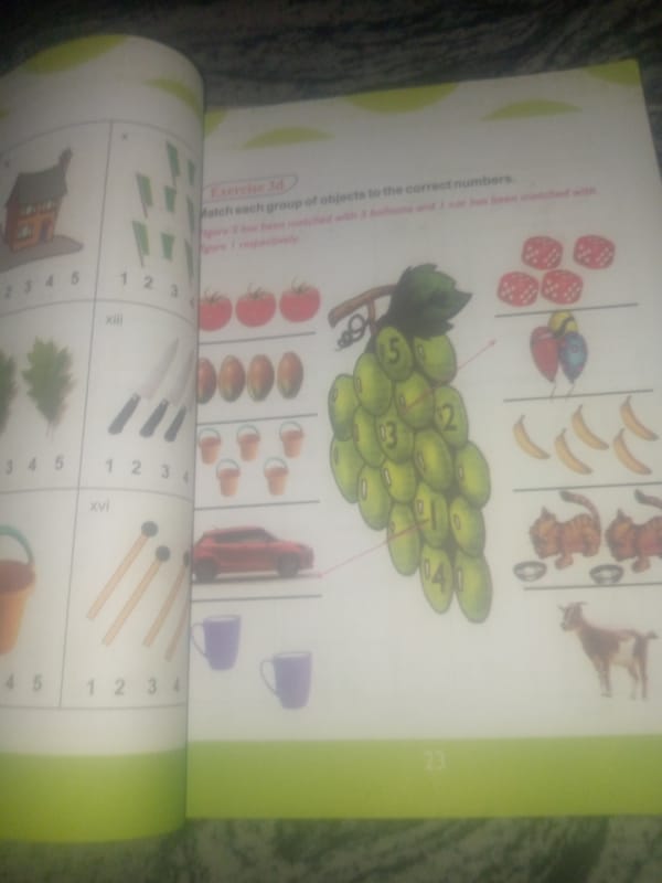 Pages from a primary math workbook in Jauro Yinu, Nigeria