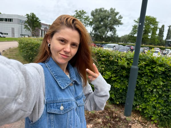 Woman documents morning walk through Son en Breugel business district