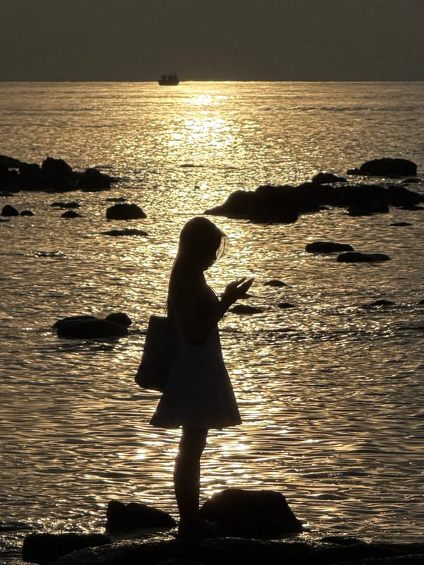 Sunset on the volcanic shore of Lý Sơn Island