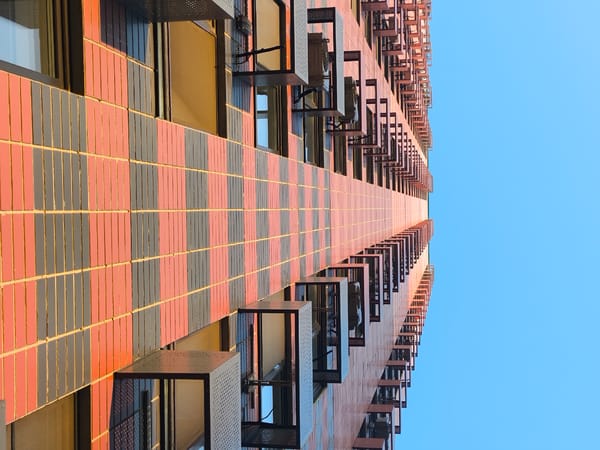 Modern building facade documented in Bobrovo, Russia