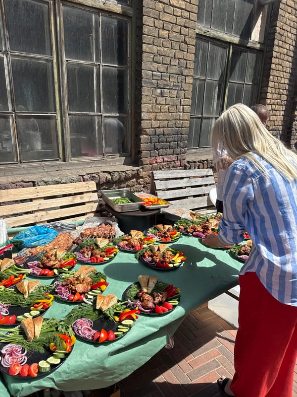 Outdoor brunch event with live DJ set in Riga courtyard