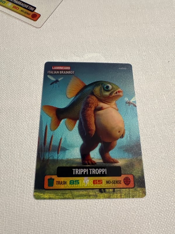 Italian Brainrot trading cards spread out for a closer look