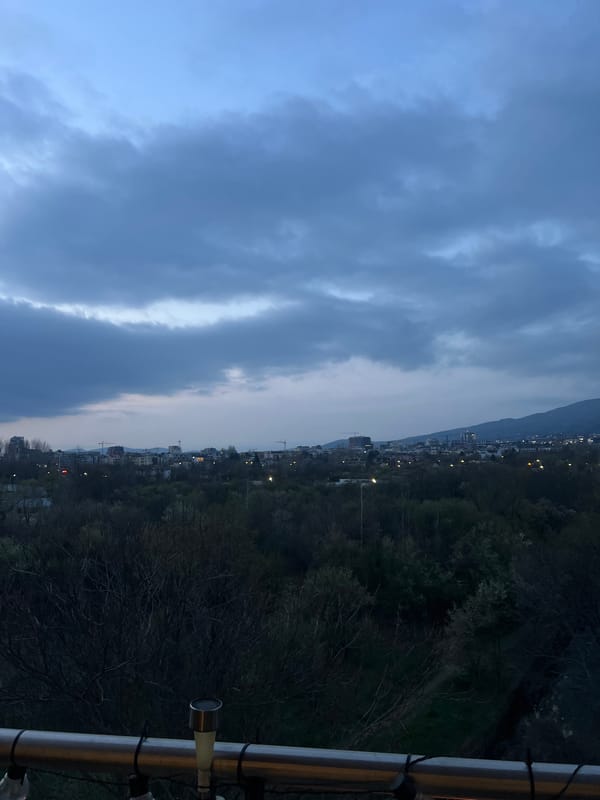 Evening cityscape view documented in Sofia, Bulgaria