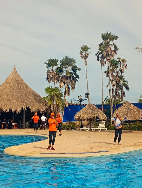 Venezuelan resort pools host evening recreational activities
