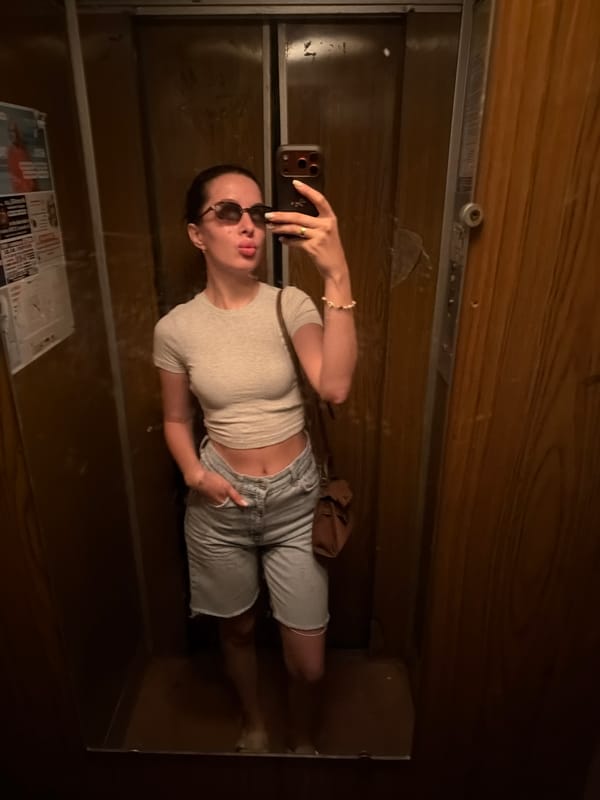 Woman documents morning cafe visit with selfies and meal