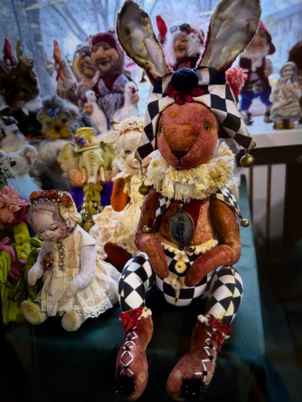 Handmade Dolls Including Rabbit-Head Jester Displayed in Moscow