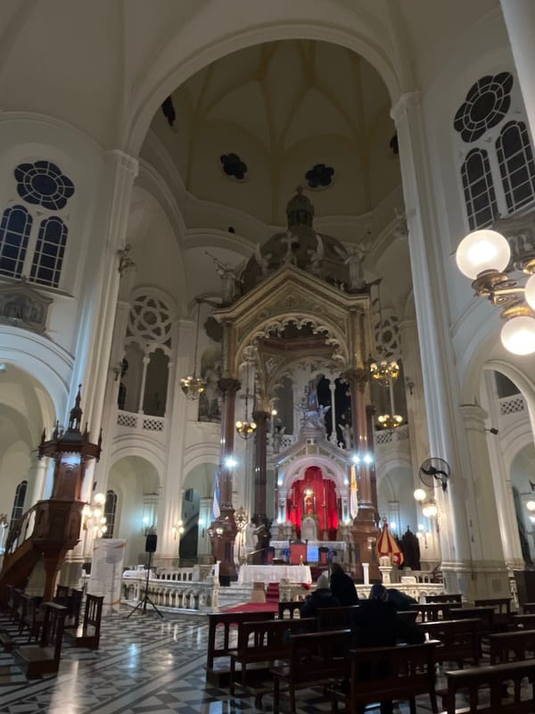 Inside a grand Gothic cathedral in Buenos Aires