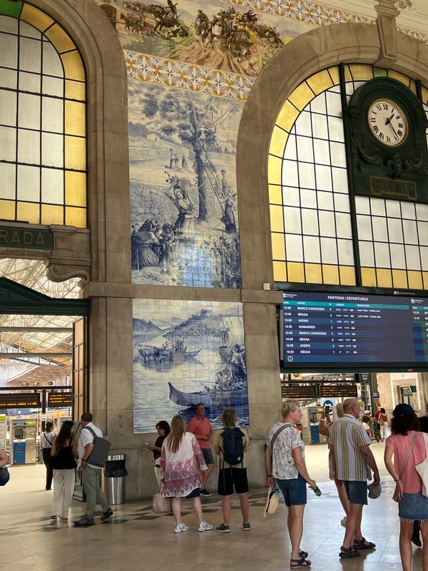 São Bento Station's iconic azulejo tile panels in Porto