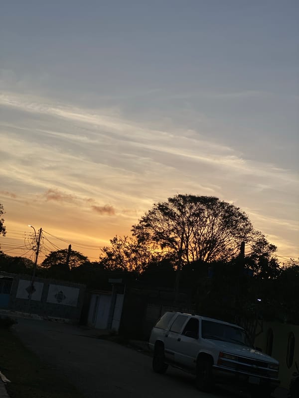 Evening scenes of community life around Venezuelan church