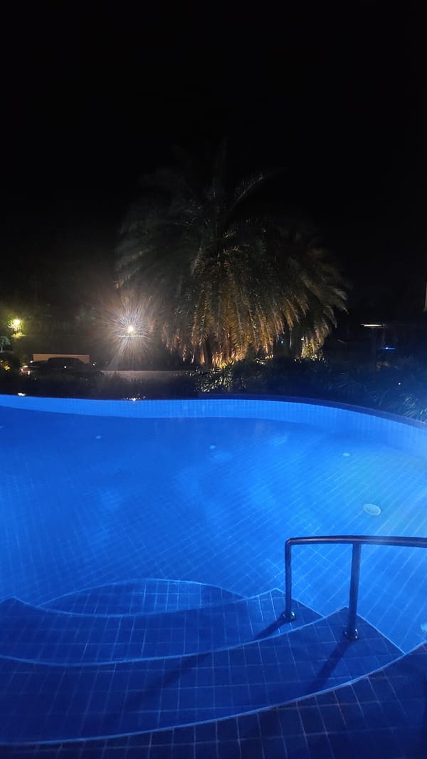 Illuminated swimming pool observed in Baan Mae Nam, Thailand