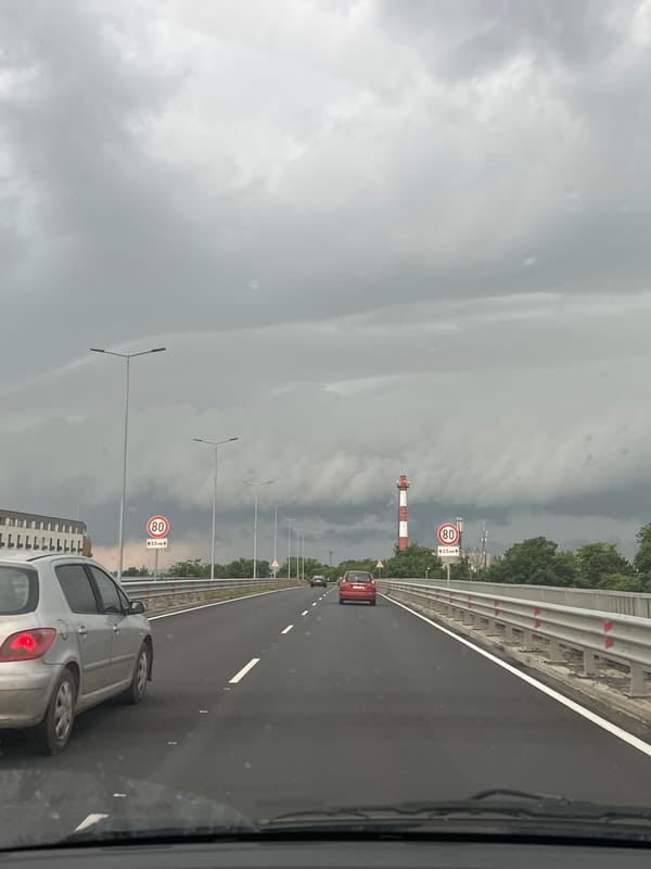 Highway journey documented through changing weather conditions