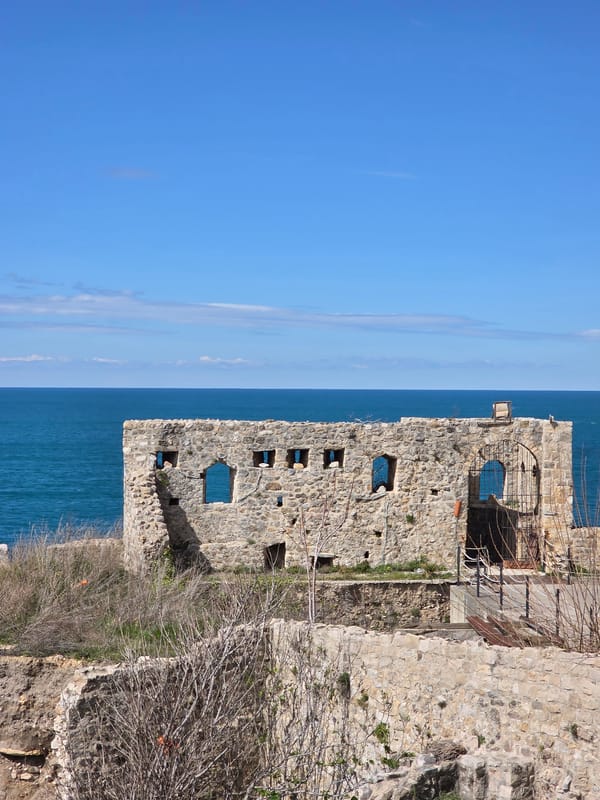Tourist explores historic coastal city Ulcinj, Montenegro