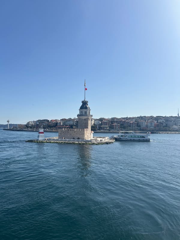 Morning Bosphorus views capture Maiden's Tower from Üsküdar waters
