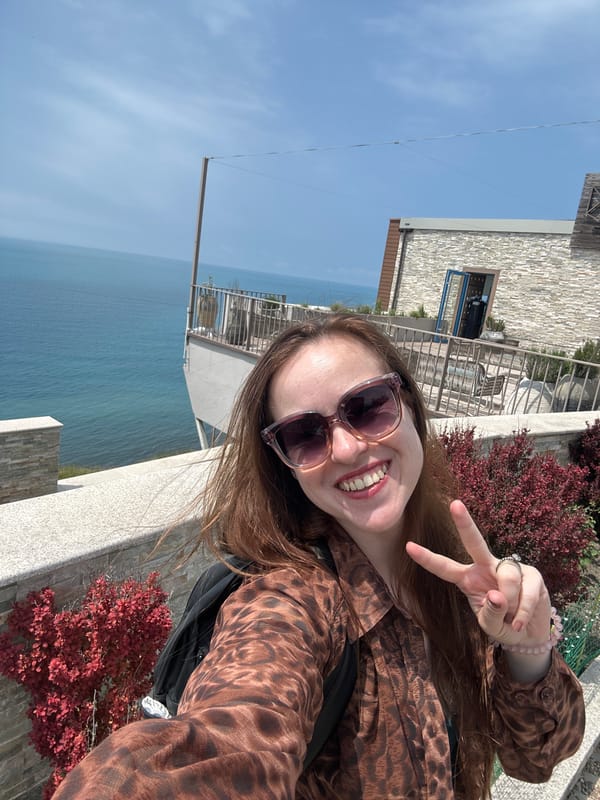 Woman takes selfies at Black Sea resort in Anapa