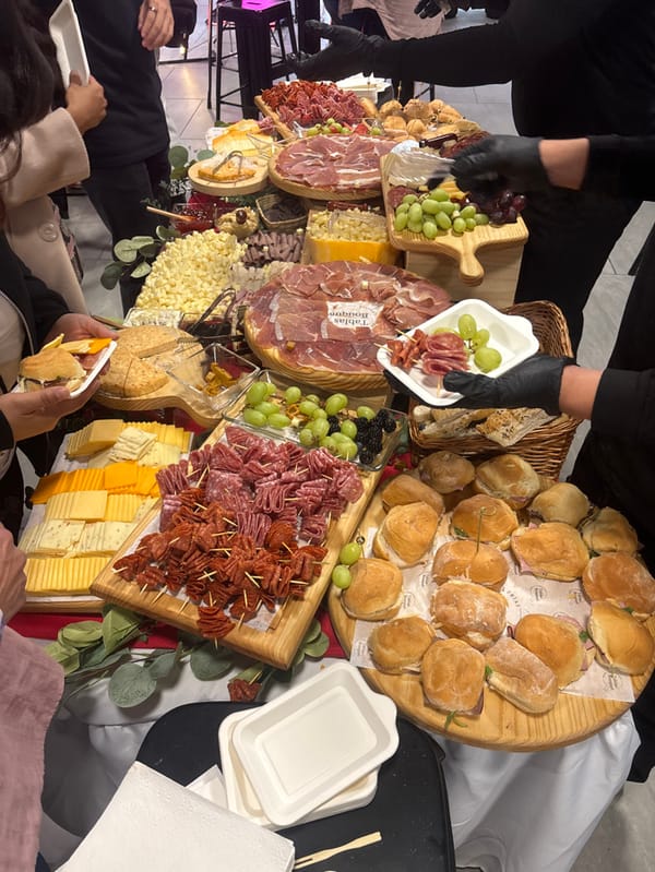 Food event with charcuterie buffet documented in Mexico City