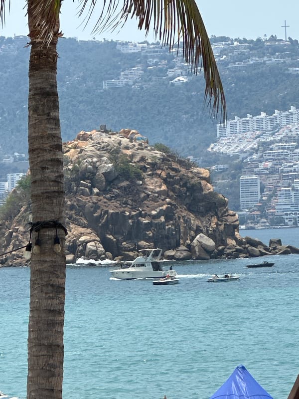 Tourist captures scenic Acapulco coastline views including Isla La Roqueta