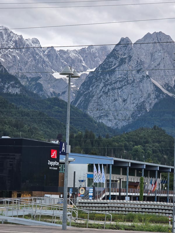 Evening documentation of Garmisch-Partenkirchen station and Zugspitze views
