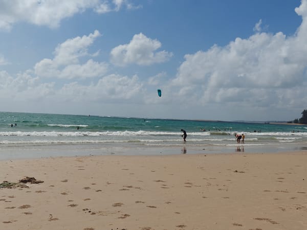 Kitesurfing beach in Sakhu on a quiet July morning