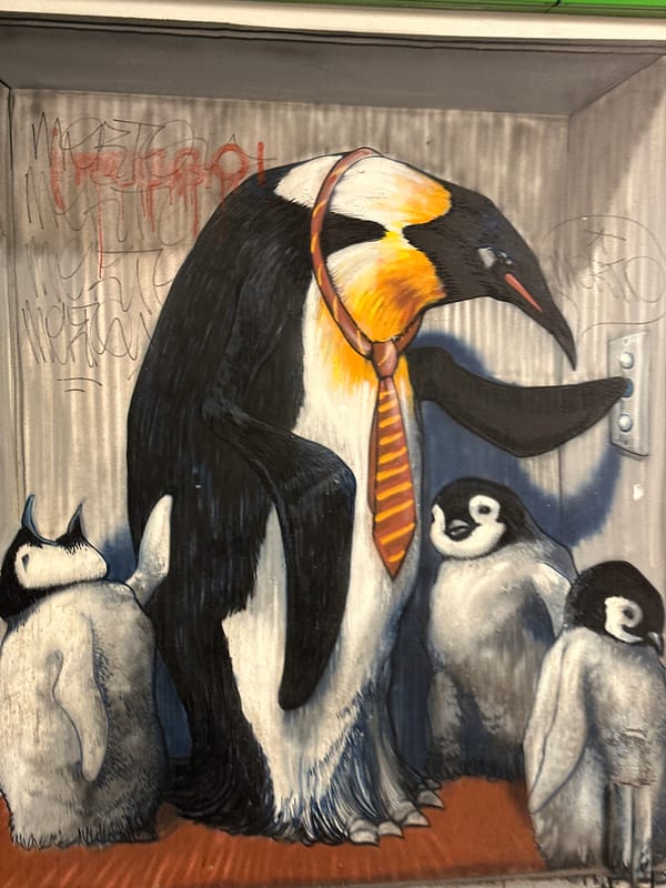 Penguin family street art spotted in Milan