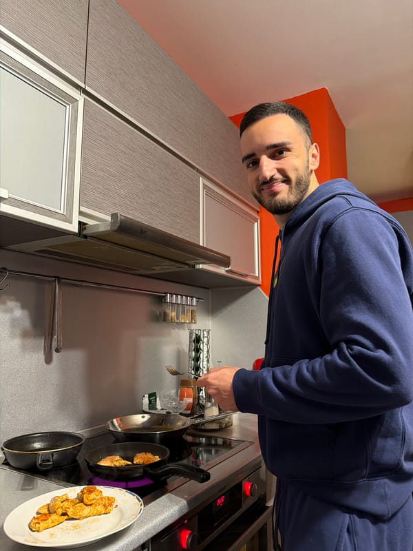 Home cooking session documented in Plovdiv apartment kitchen