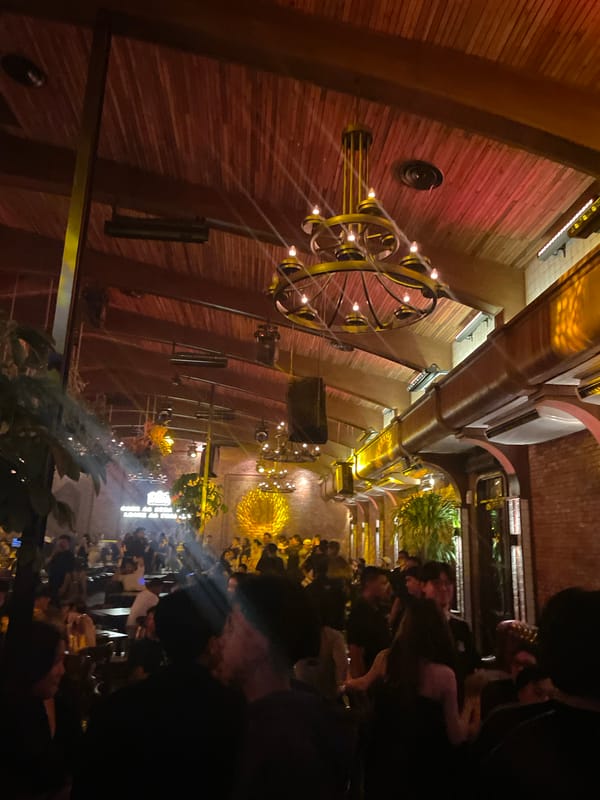 Club night in North Jakarta with DJ sets and colored lights