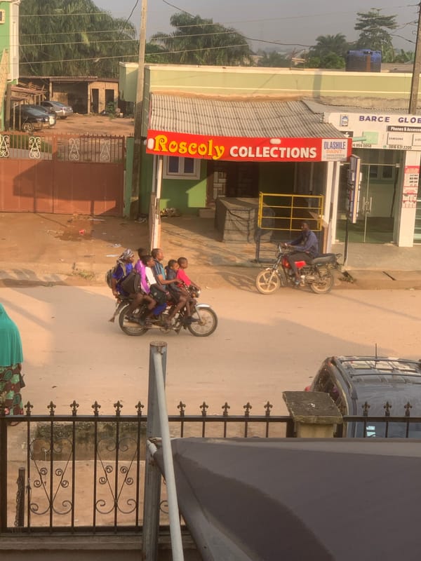 Street life along a busy commercial strip in Shagamu, Nigeria