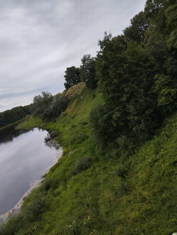 Afternoon walk by the river in Kingisepp, Russia