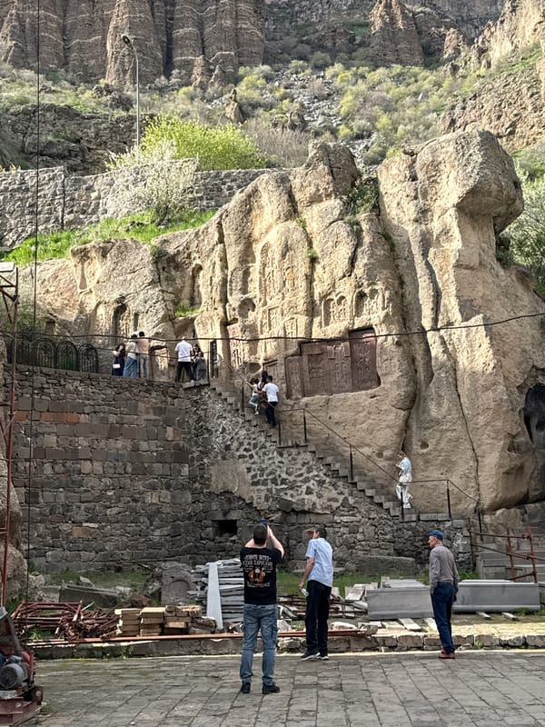 Witness documents Geghard Monastery and stream scenes in Goght, Armenia