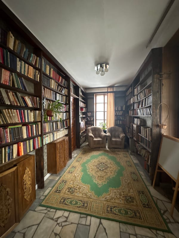 Inside a historic library in Zavod Mikhailovskii, Russia