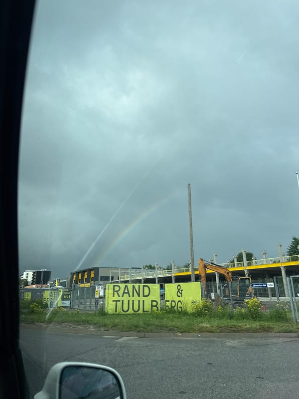 Rainbow over Tallinn captured from multiple city locations