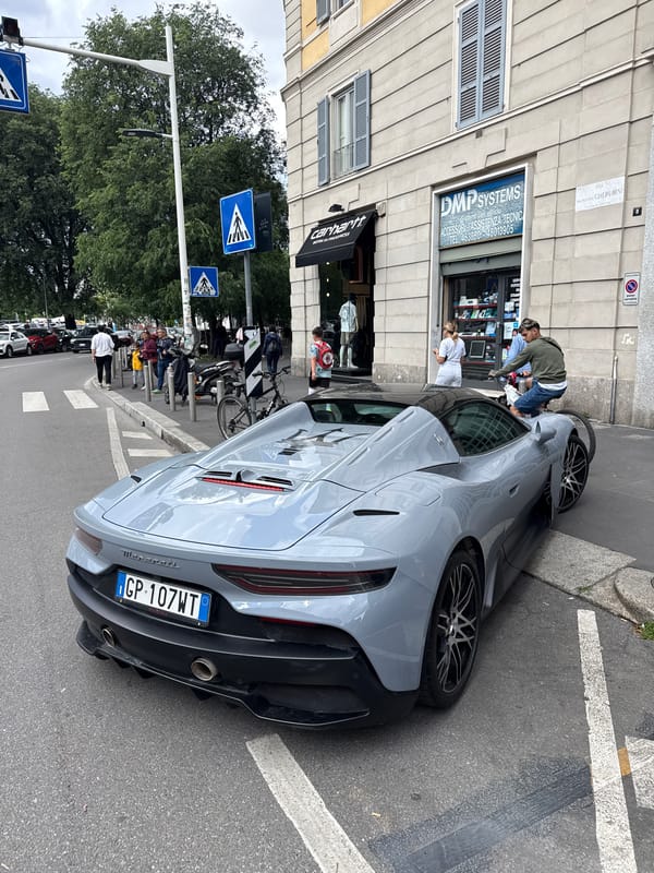 Gray Maserati spotted parked outside Milan computer store